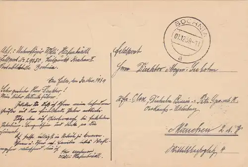 GG: Gedenkarte G1, langes f, versandt am 01.12.39 aus Bochnia