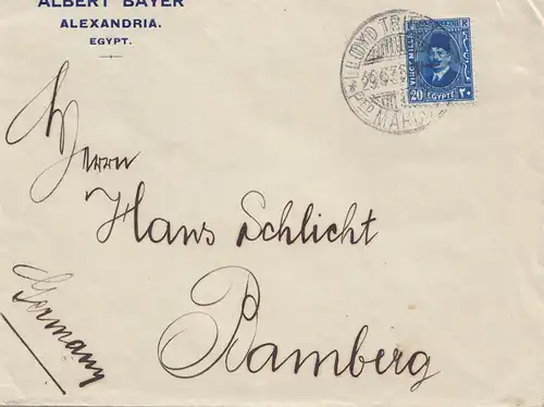 Egypte/Egypte: Lettre d'Alexandrie à Bamberg en 1936