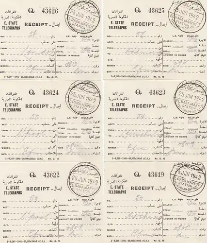 Ägypten/Egypte: 1942: 12x Receipt El Daba Maryut mit Telegram Umschlag