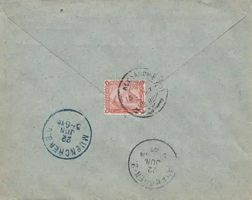 Ägypten 1897: Einschreiben Alexandria nach München