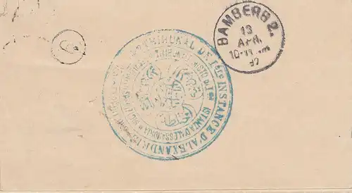 Égypte/Egypte: 1897: Lettre d'Alexandrie à Bamberg