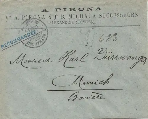 Ägypten/Egypte: Einschreiben Alexandria 1897 nach München