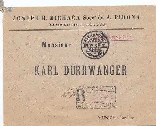 Égypte/Egypte: 1903: Inscrivez-vous à Alexandrie pour Munich