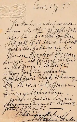 Égypte/Egypte: 1889: Cairo à Leipzig