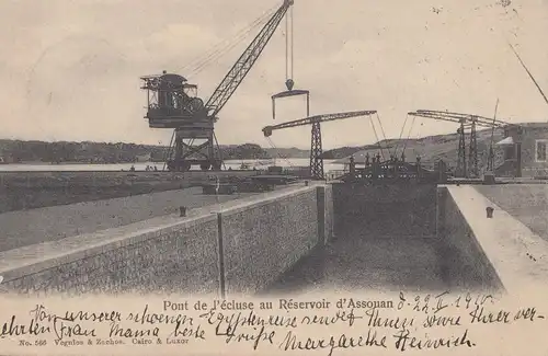 Ägypten/Egypte: 1910: Ansichtskarte Luqsor nach Deutschland, Pont de l' écluse