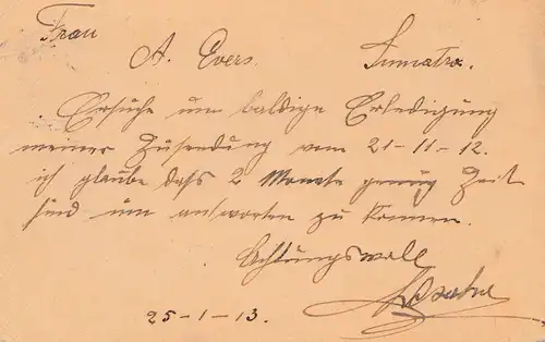 Égypte/Egypte: 1913: Tout ce qui est arrivé à Sumatra, Dutsch East India