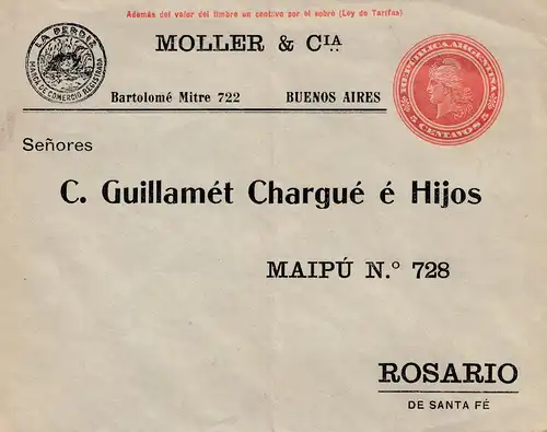 Argentine: Enveloppe complète avec publicité, Bug