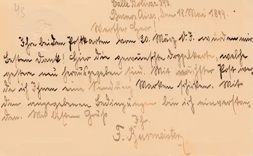 Argentine: 1899: Cause complète de Buenos Aires vers South Africa