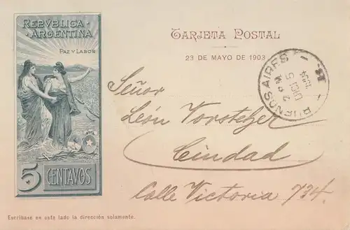 Argentinien: 1904: Ansichtskarte Buenos Aires