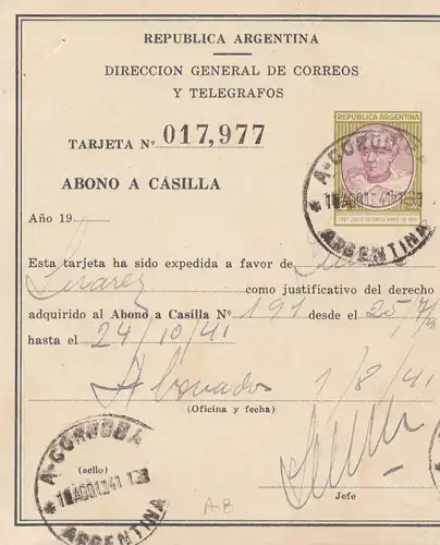 Argentine: 1941: Telegram..