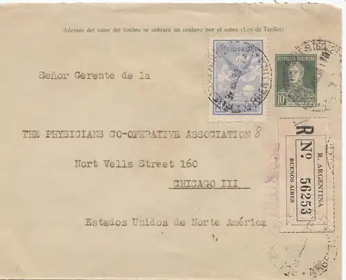 Argentine: 1933: Buenos Aires, recommandé, vers États-Unis/Chicago