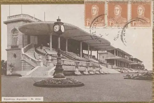 Argentinien: 1924: Ansichtskarte Hipodromo nach Offenbach