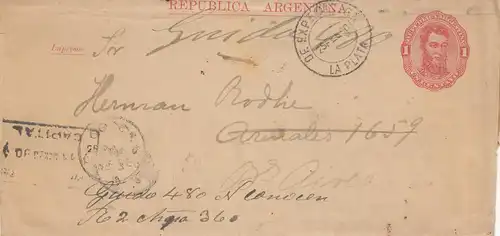 Argentinien: 1890: Ganzsache nach Buenos Aires