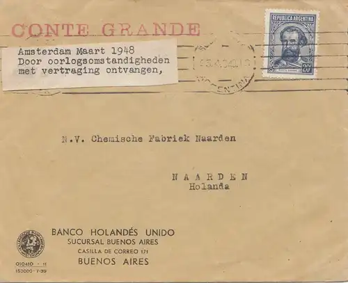 Argentinien: 1948: Amsterdam Maart, Banco Hollandés Unido nach Naarden