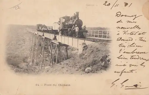 Éthiopie: 1901: Carte de vue Pont du Chébelé vers Alger