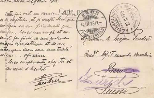 Äthiopien: 1913: Ansichtskarte Cavalier abyssin Addis Abeba nach Bern und zurück