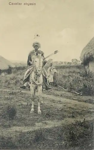 Éthiopie: 1913: Carte de vue Cavalier abyssin Addis Abeba à Berne et en arrière