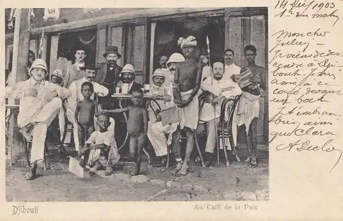 Äthiopien: 1903: Ansichtskarte Au Cafe de la Paix nach St. Denis, Reunion