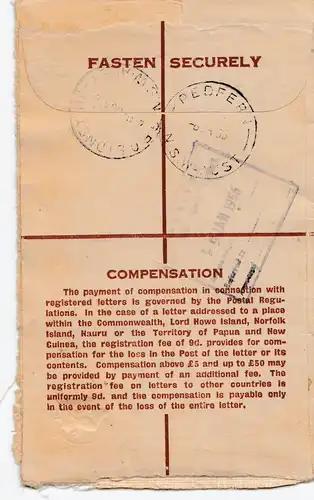 Australie: 1956: Entendre une lettre recommandée à Sydney, New south Wales