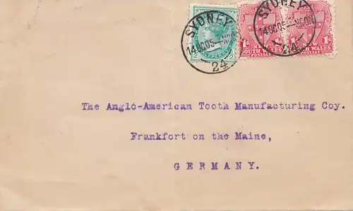Australien: 1905: Sydney to Frankfurt - Tooth/Zahn Manufaktur