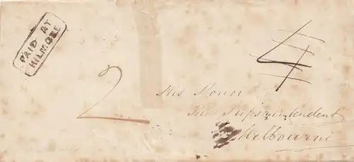 Australie: 1850: Paid at Hilmore to Melbourne