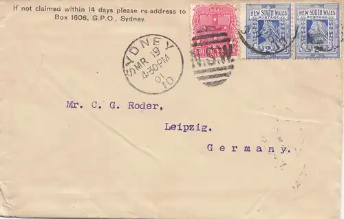 Australien: 1901: Sydney to Leipzig