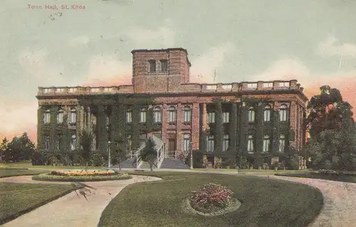 Australie: 1909 Victoria to Belgium, Town hall St. Kilda