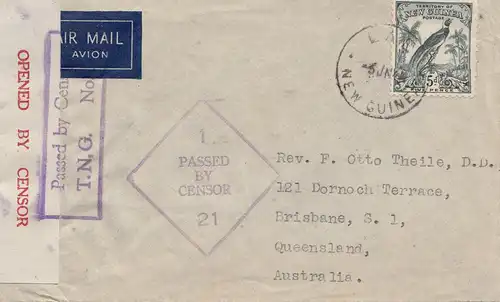 Australien: 1945: New Guinea to Queensland, Passed by Censor