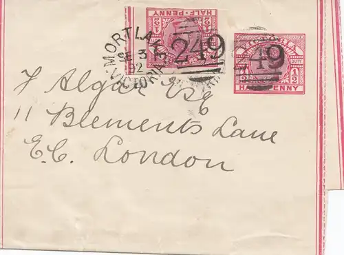 Australie: 1892: Victoria Streifband Mortlake to London