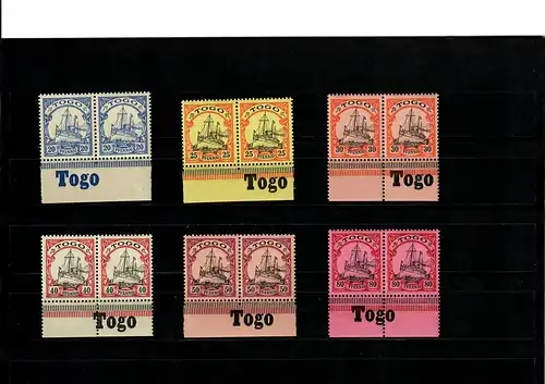 Deutsche Kolonien: 6x  Togo mit Inschrift Unterrand