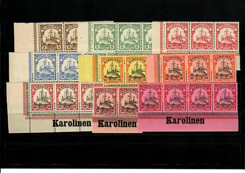 Colonies allemandes: Carolines, 9x avec inscription en dessous/en bas