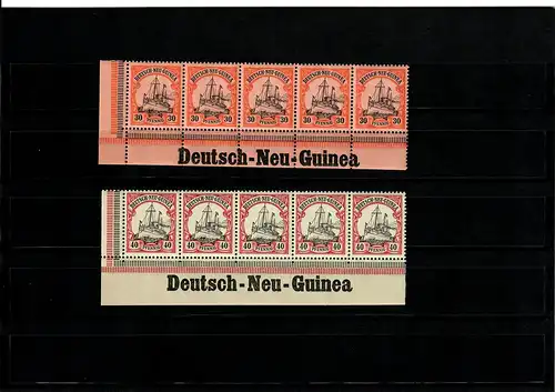 Deutsch-Neu-Guinea, Eckrand 2x mit Inschrift, 5er Streifen