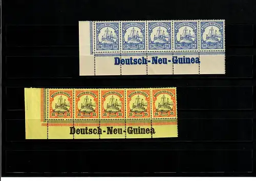 Deutsch-Neu-Guinea, 2x Eckrand mit Inschrift, 5er Streifen