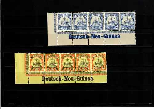 Guinea allemande, 2x coin bord avec inscription, 5 bandes