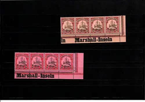 2x Marschall-Inseln, Eckrand mit Inschrift, 4er Streifen