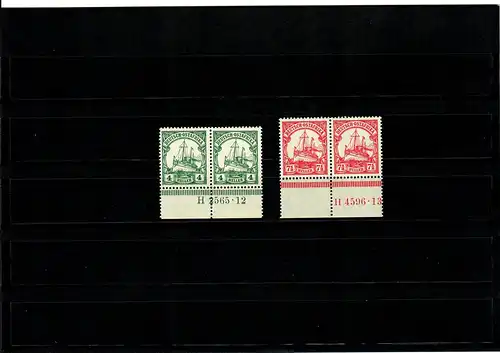 Deutsche Kolonien: DOA, Unterrand mit HAN Nummer, MiNr. 31 und 32b