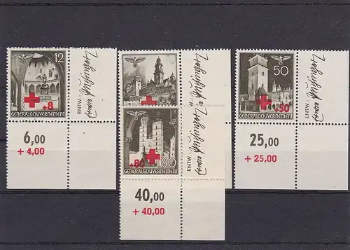Gouvernement général (GG) Croix-Rouge, post-frais, E4 Eckrand, concepteur, 52-55