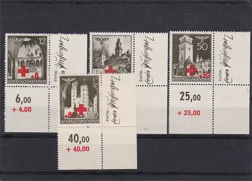 (GG) Croix-Rouge, frais, E4 Eckrand, concepteur, Mi Nr. 52-55