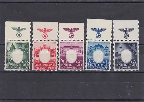 Generalgouvernement (GG) Wappenserien,  postfrisch, MiNr. 105-109, Oberrand