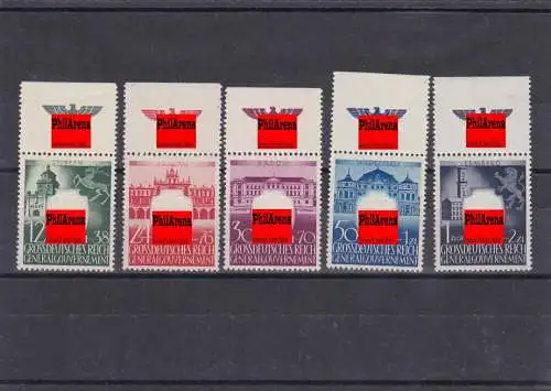 Generalgouvernement (GG) Wappenserien,  postfrisch, MiNr. 105-109, Oberrand