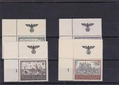 Generalgouvernement (GG)  E1, Bauten, **, 113-116, Eckrand, E1 postfrisch