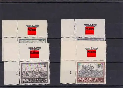 Generalgouvernement (GG)  E1, Bauten, **, 113-116, Eckrand, E1 postfrisch