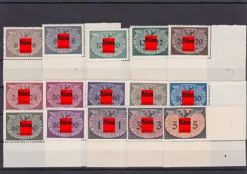 Generalgouvernement (GG) Dienstmarken D1-15, Eckrand E4, postfrisch