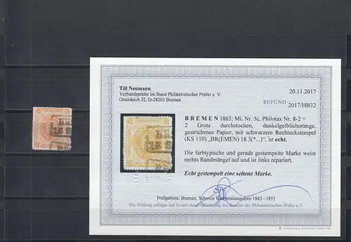 Brême: Min° 5c, cacheté, résultat BPP