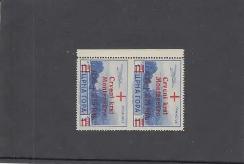 Montenegro: MiNr. 34 UMw, postfrisch, senkrechtes Paar, Mitte ungezähnt