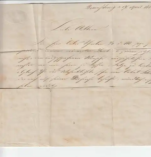 Braunschweig: MiNr. 2 auf Brief nach Lemgo, BPP Attest