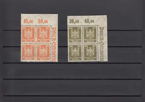 Deutsches Reich, MiNr. 355-61, postfrisch, Eckrand Viererblock