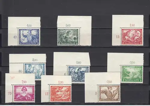 Deutsches Reich: MiNr. 499-507, B-Zähnung, postfrisch, BPP Attest