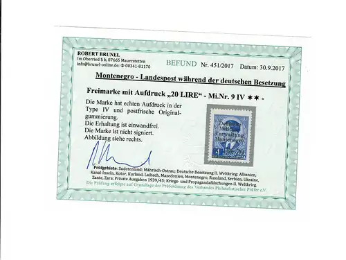 Monténégro: Min. 9 IV, frais de port