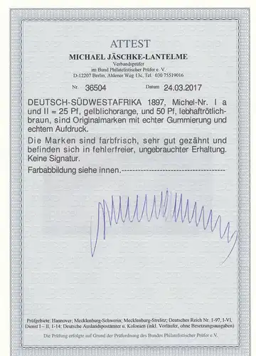 DSWA: MiNr. Ia und II. BPP Fotoattest